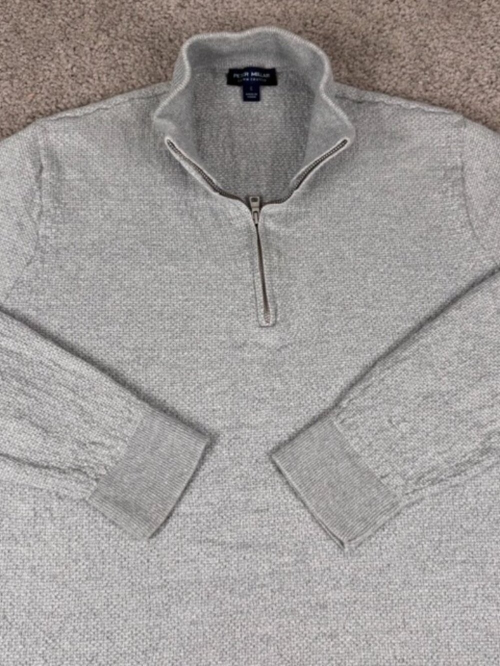Peter Millar Crown Crafted Men's Ashland Gray Quarter Zip Sweater Fits Men Small